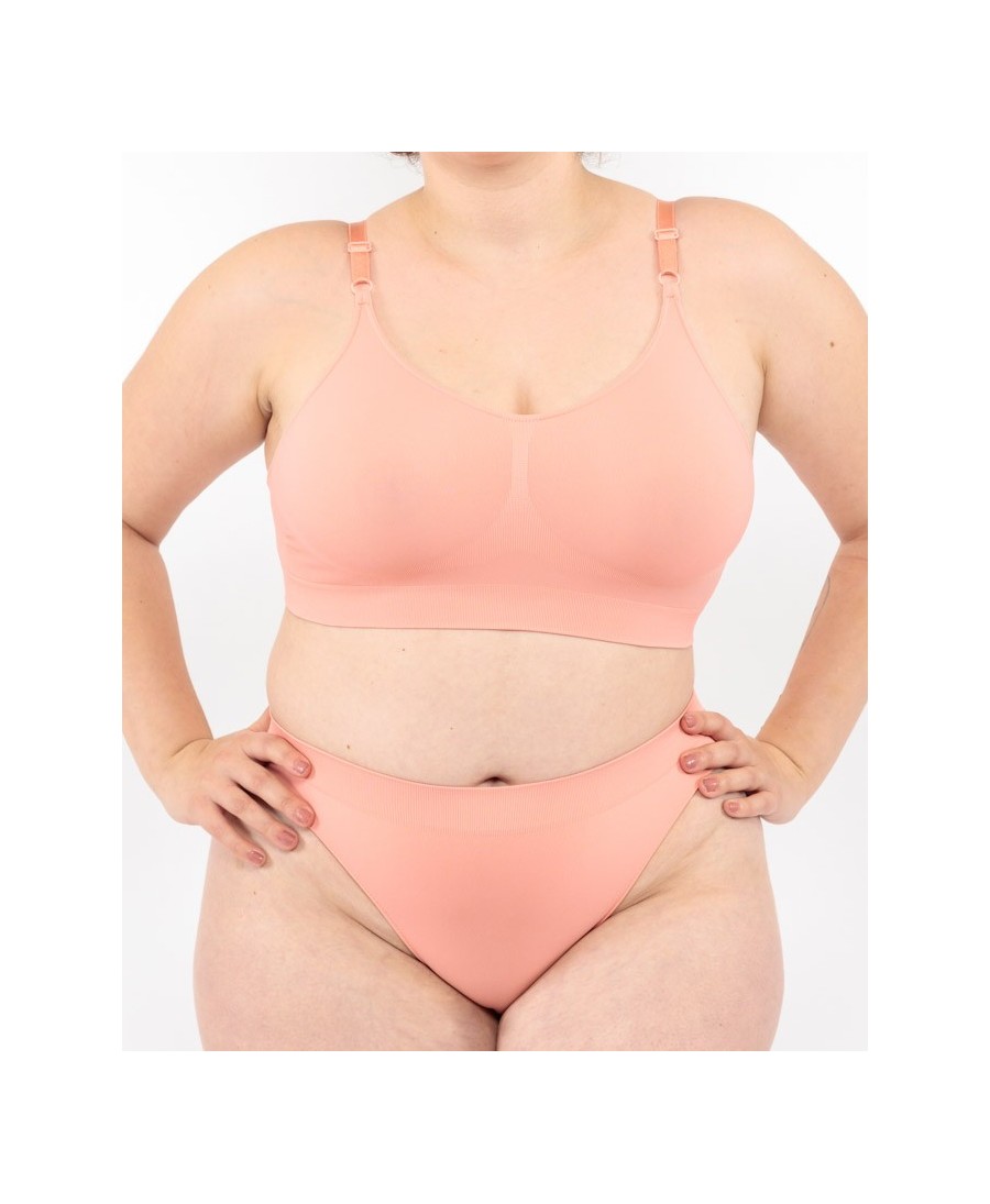 Bralette with adjustable applied straps - Coral | Leela Lab