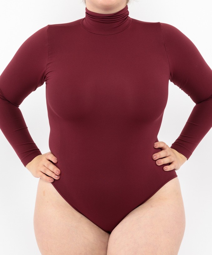 Long Sleeve Turtleneck Bodysuit - Bordeaux