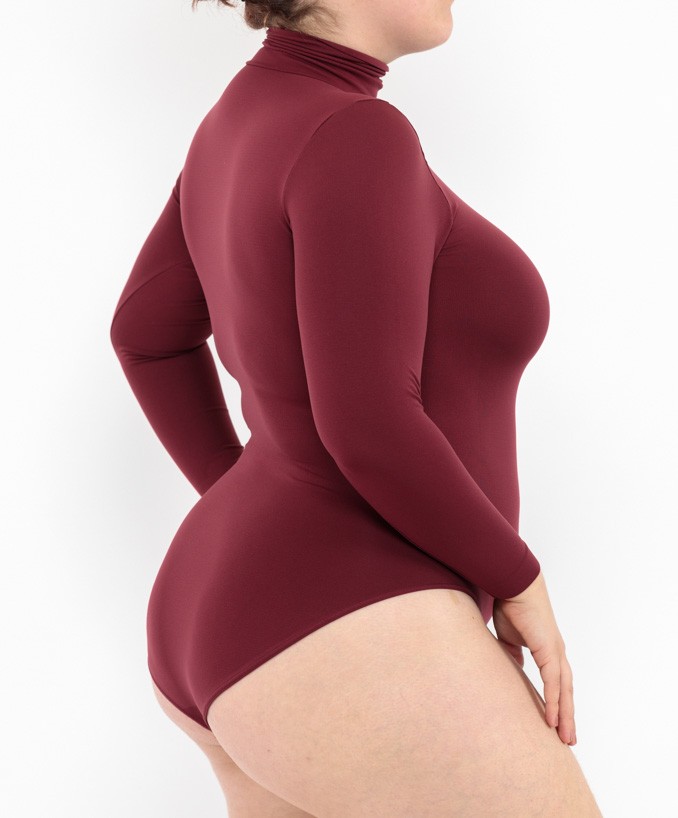 Long Sleeve Turtleneck Bodysuit - Bordeaux