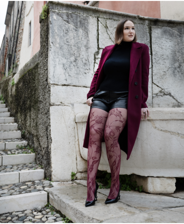 Fishnet Tights with Floral...
