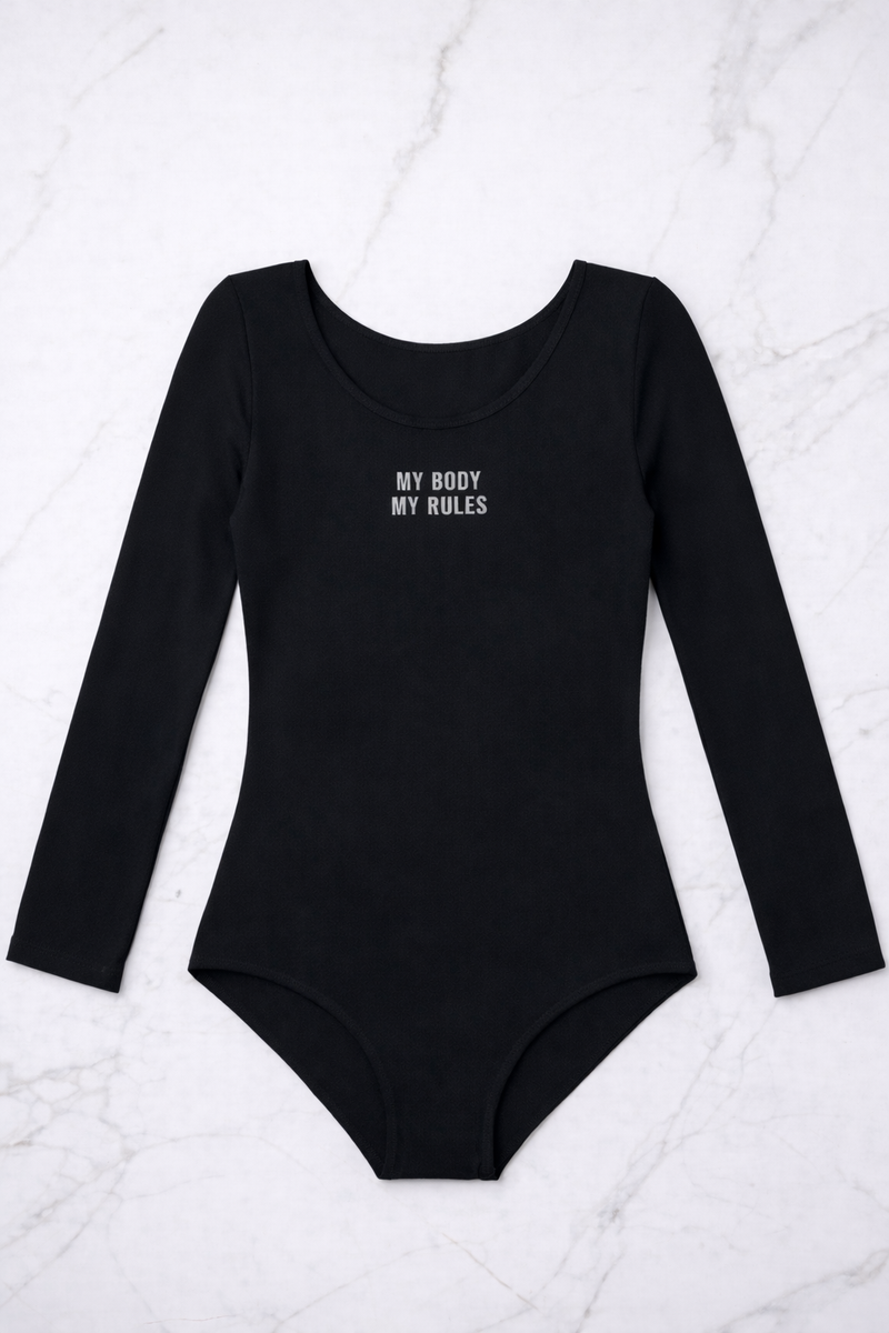 Body Seamless Manica Lunga My Body My Rules Nero Curvy per Taglie Forti | Leela Lab