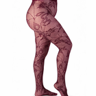Collant a Rete Floreale Effetto Pizzo Bordeaux Curvy per Taglie Forti | Leela Lab