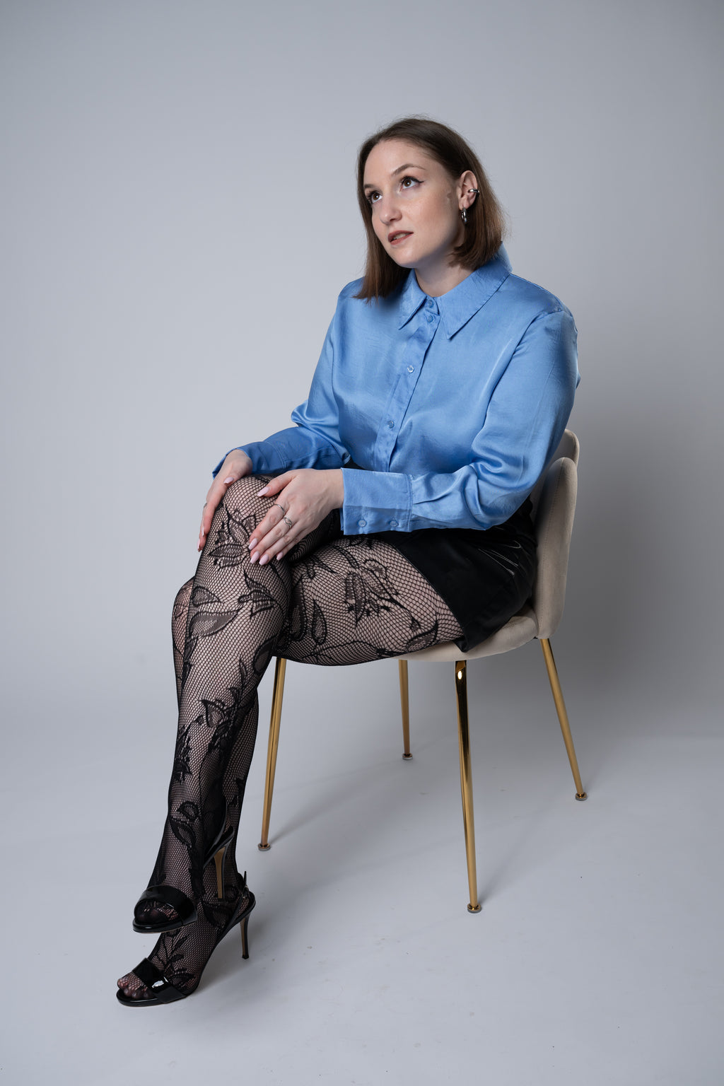 Fishnet Tights with Floral Lace Effect Pattern