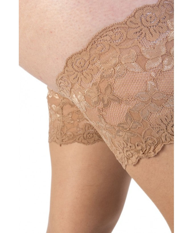 Autoreggente Light Balza Alta 30 DEN Sabbia Curvy per Taglie Forti Plus Size | Leela Lab