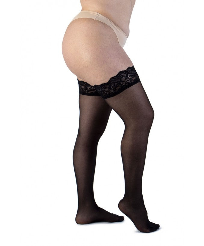 Light Hold-Ups with Low Ruffle 30 DEN - Black