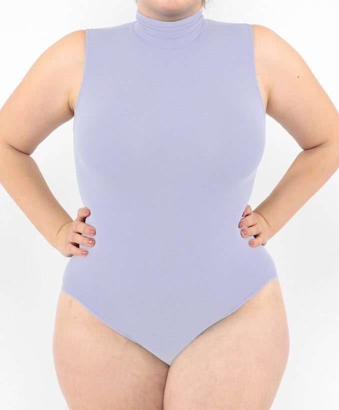 Body Curvy Dolcevita Senza Maniche Lilla Indossato Taglie Forti | Leela Lab
