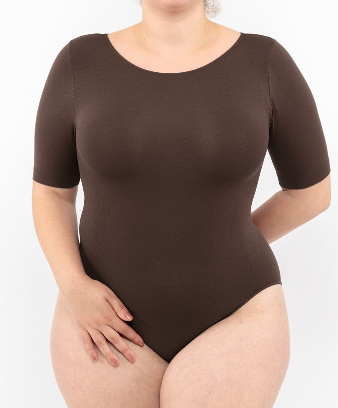 Short Sleeve Bodysuit - Coffee