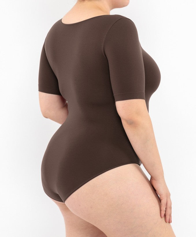 Short Sleeve Bodysuit - Coffee