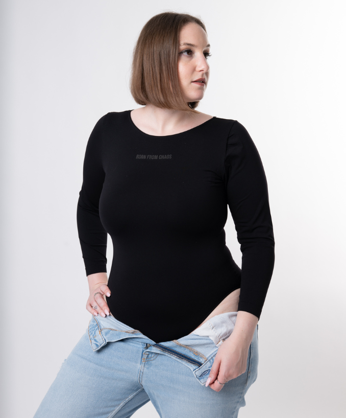 Body Seamless Curvy Born From Chaos Nero Vista Posteriore Taglie Forti | Leela Lab