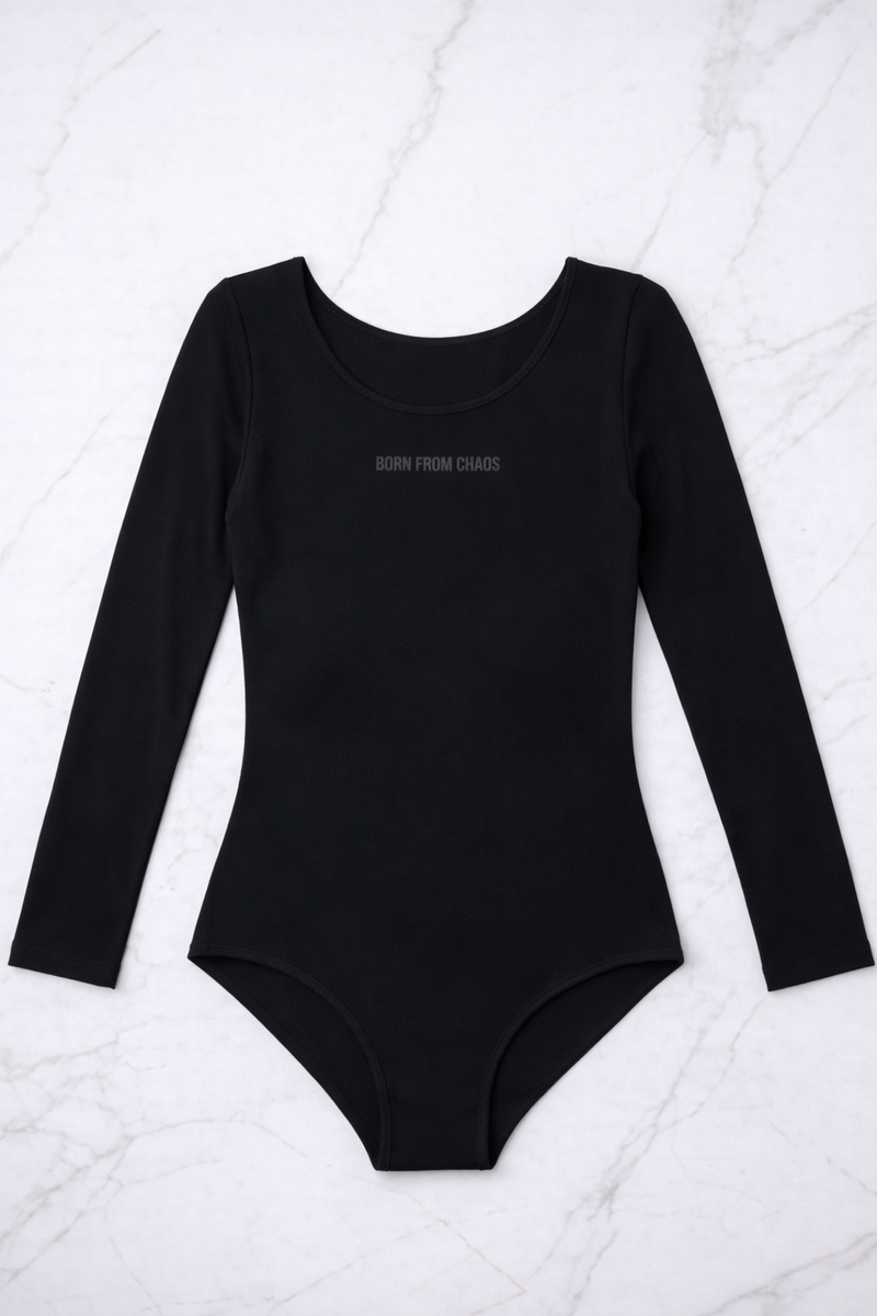 Body Seamless Manica Lunga Born From Chaos Nero Curvy | Leela Lab