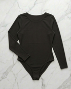 Body Costina Manica Lunga Nero Curvy per Taglie Forti | Leela Lab