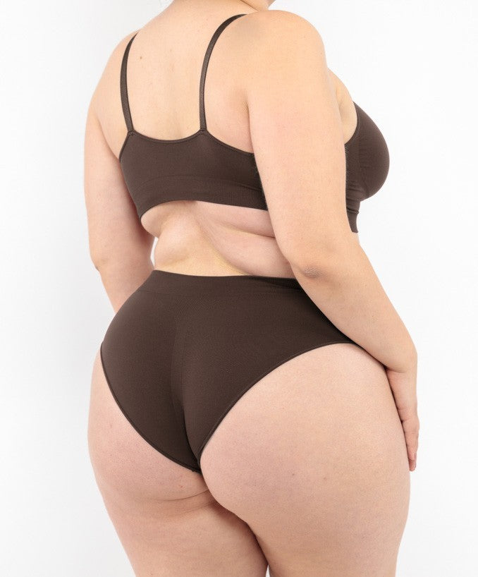 Bralette con Spallini Regolabili Caffè Curvy per Taglie Forti Plus Size Dietro | Leela Lab