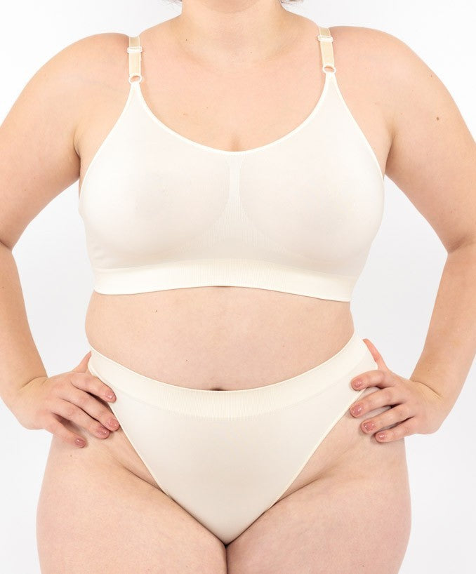 Bralette con Spallini Regolabili Cipria Curvy per Taglie Forti Plus Size | Leela Lab