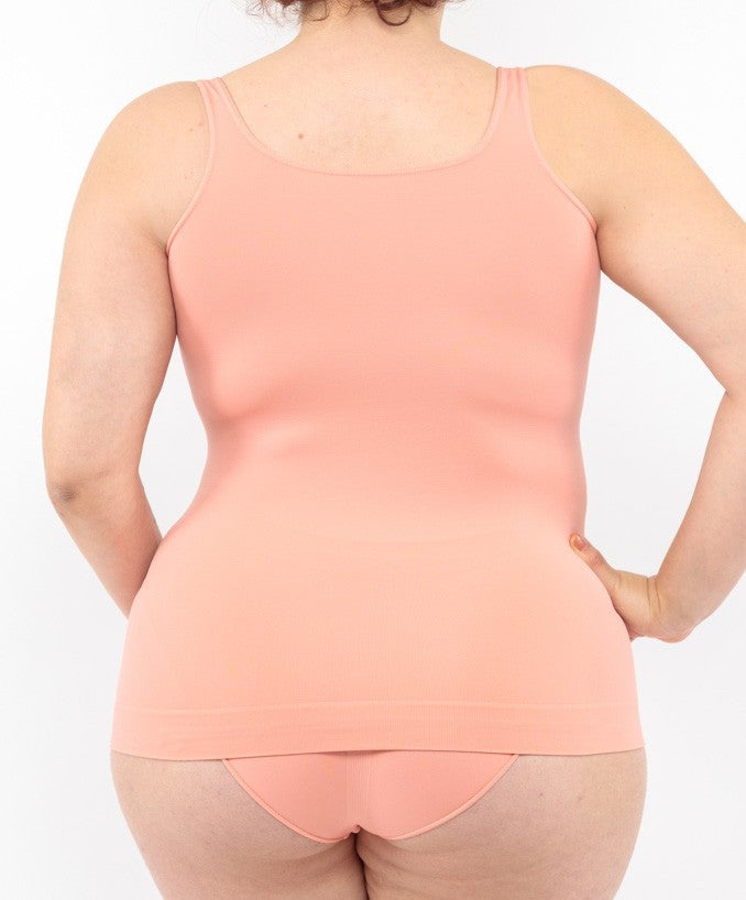 Canotta Basica Corallo Curvy per Taglie Forti Plus Size Dietro | Leela Lab