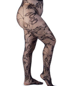 Fishnet Tights with Floral Lace Effect Pattern