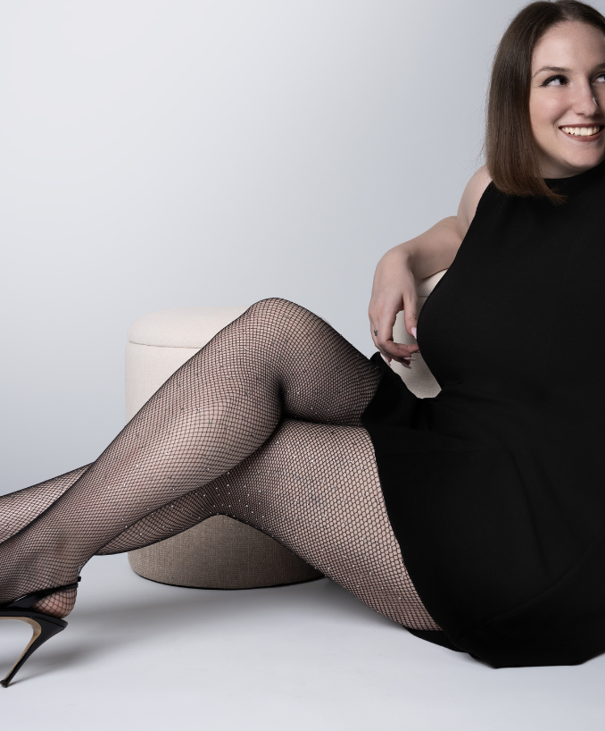 Dettaglio Strass Collant a Rete Curvy Taglie Forti | Leela Lab