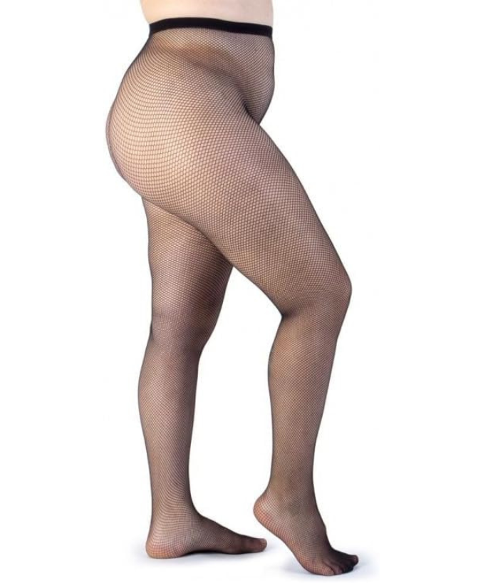 Collant Curvy Rete Classica Nero Indossato Taglie Forti | Leela Lab