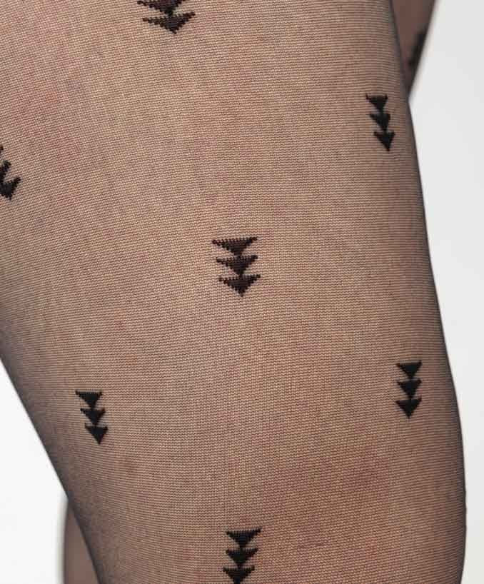 Collant Curvy 30 Den Frecce Nero Indossato Taglie Forti | Leela Lab