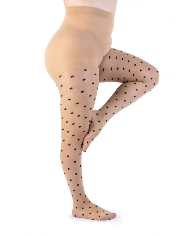 Collant Curvy 30 Den Pois Nude Indossato Taglie Forti | Leela Lab