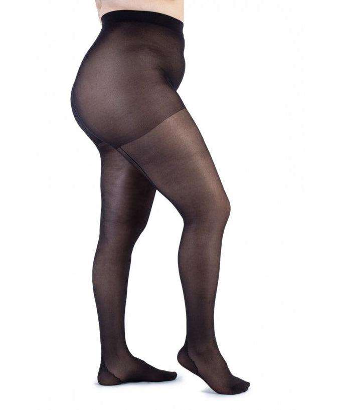 Collant Curvy 30 Den Nero con Riga Posteriore Indossato Taglie Forti | Leela Lab