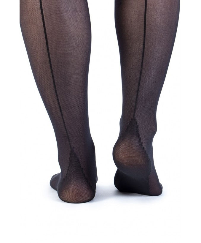 Dettaglio Riga Posteriore Collant Light 30 Den Nero Curvy | Leela Lab