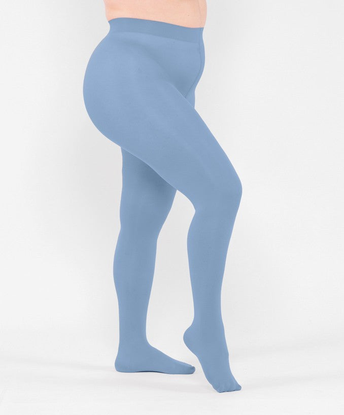 Collant Semimatte 50 Den Blu Desaturato Curvy per Taglie Forti | Leela Lab