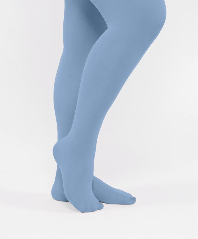 Dettaglio Collant Semimatte 50 Den Blu Desaturato Curvy per Taglie Forti | Leela Lab