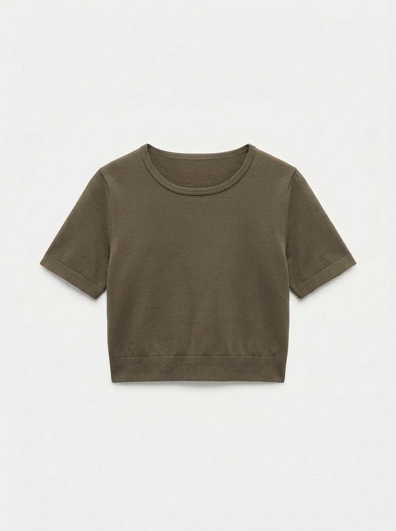 Sports Crop Top - Military Olive