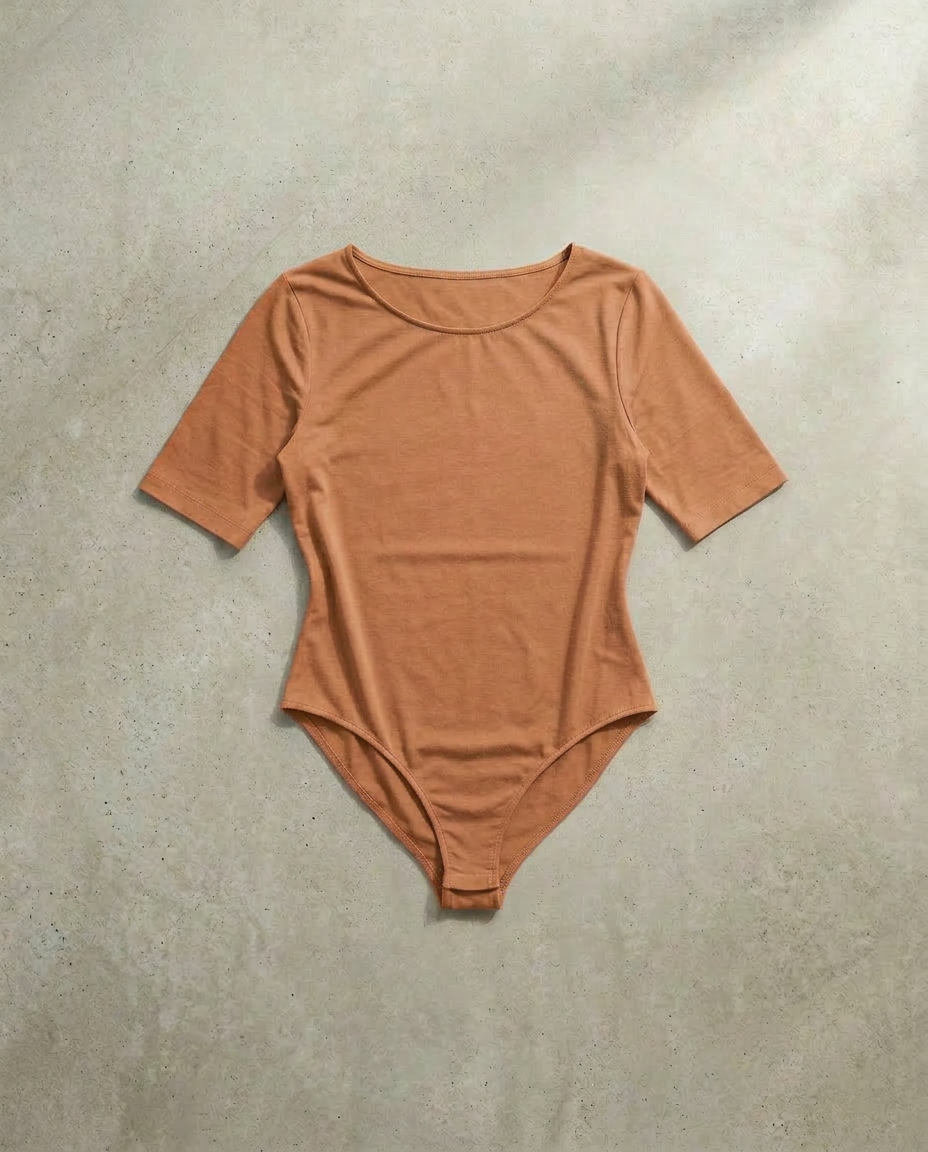 Short Sleeve Bodysuit - Camel