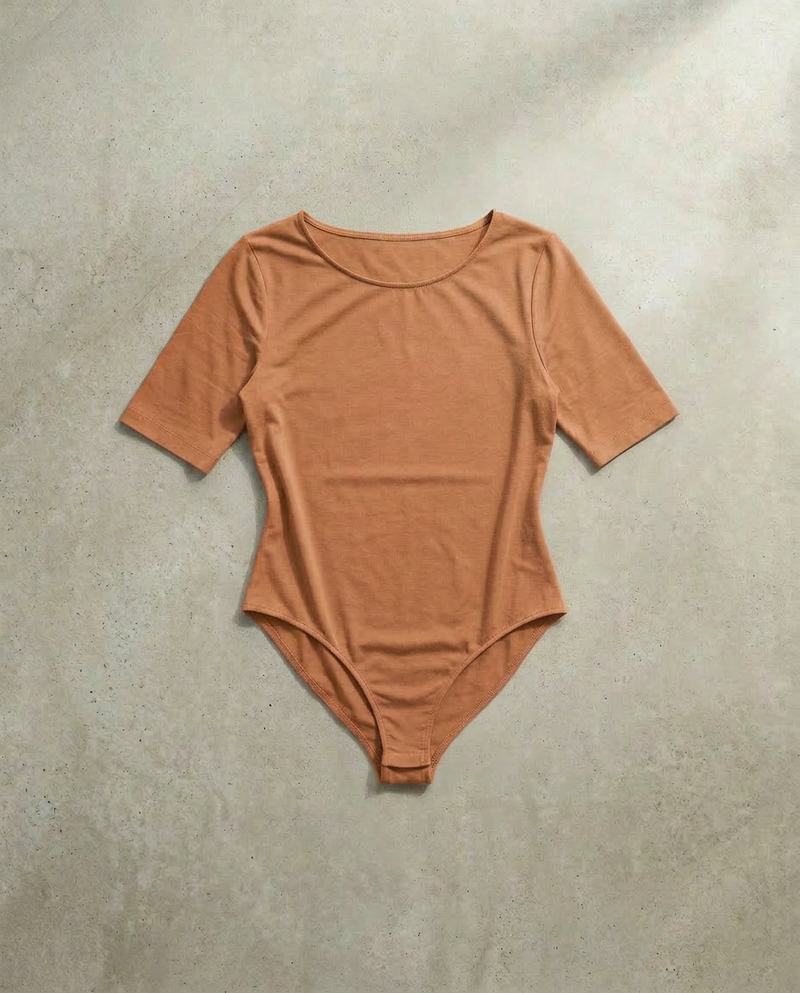 Short Sleeve Bodysuit - Camel