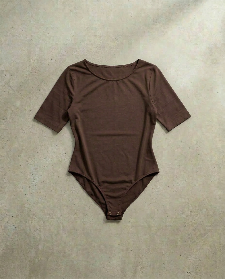 Short Sleeve Bodysuit - Coffee