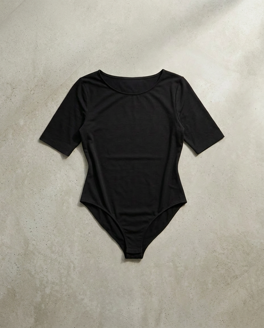 Short Sleeve Bodysuit - Black