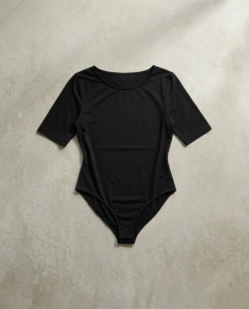 Short Sleeve Bodysuit - Black