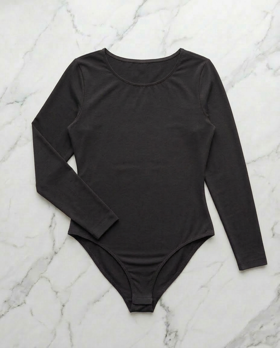 Body Manica Lunga Nero Curvy per Taglie Forti | Leela Lab