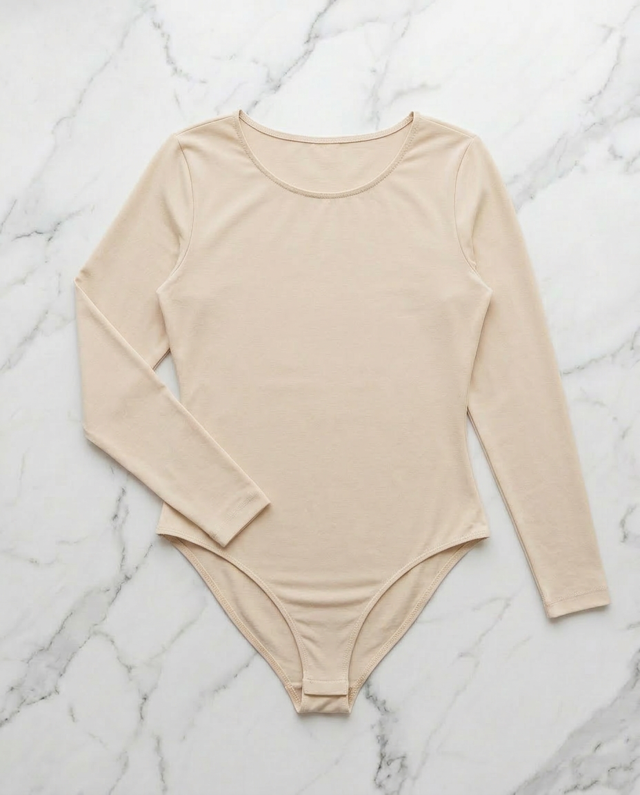 Body Manica Lunga Cipria Curvy per Taglie Forti | Leela Lab