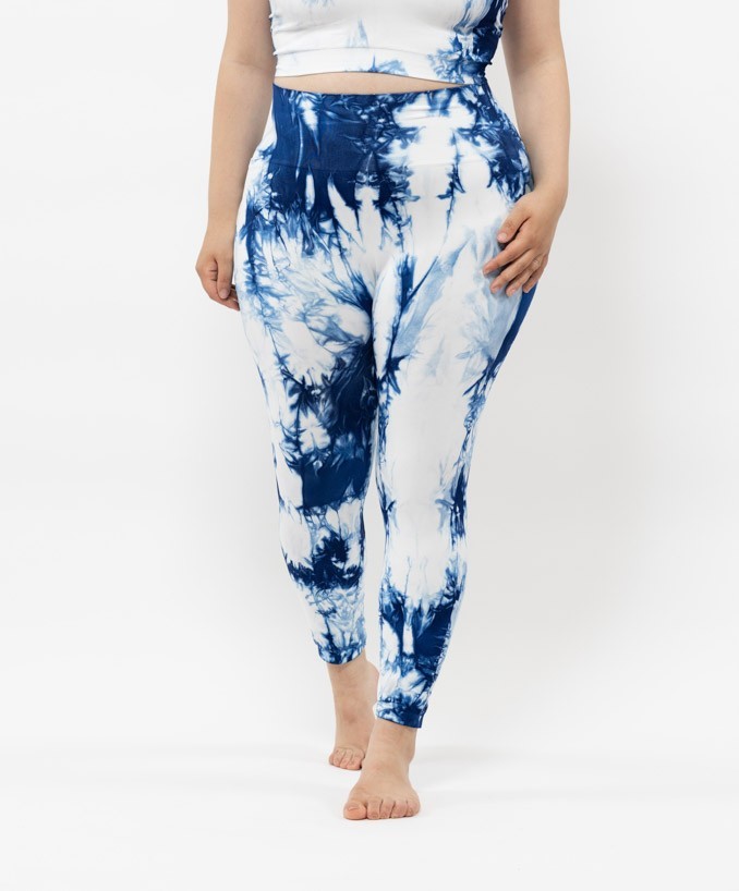 Sport Leggings with Pocket - Blue tie dye