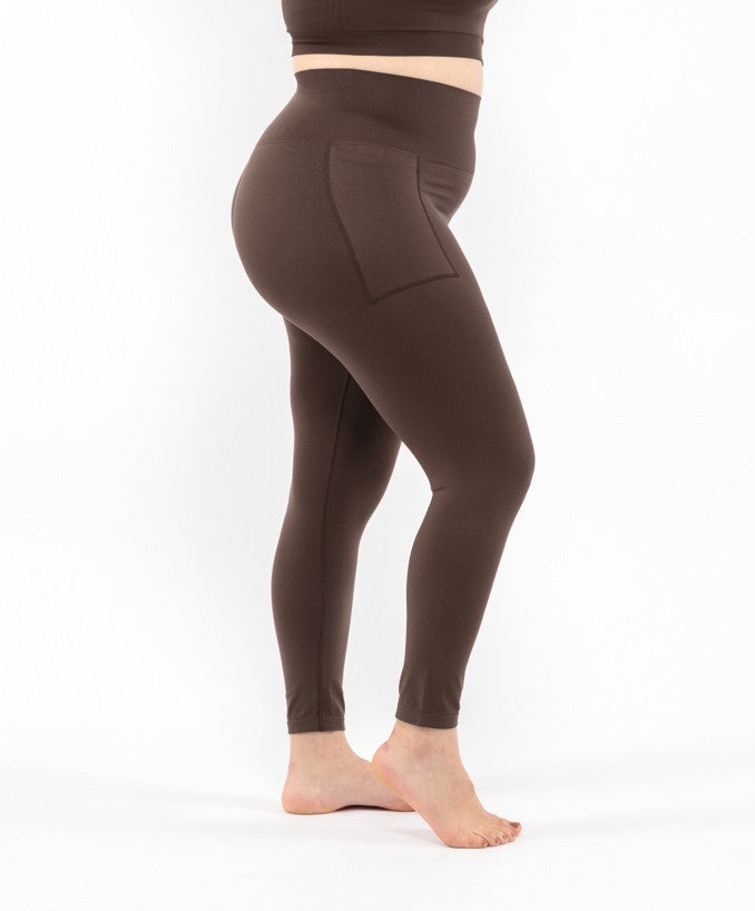 Sports Leggings with Pocket - Coffee
