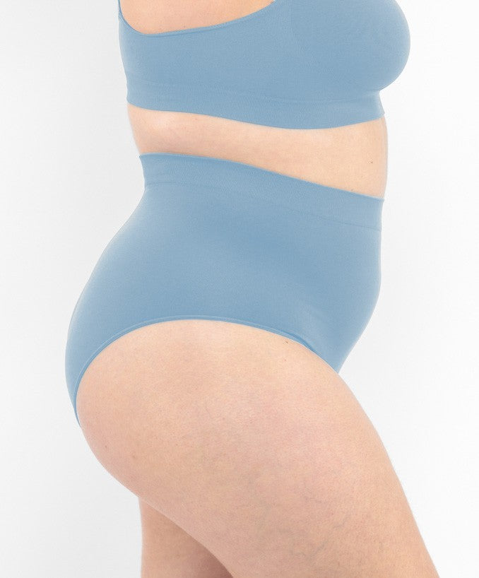 Slip vita alta blu desaturato seamless curvy taglie forti 