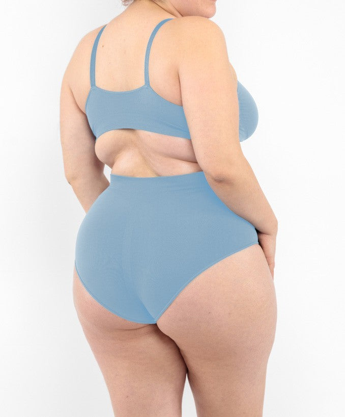 Slip vita alta blu desaturato seamless curvy taglie forti 