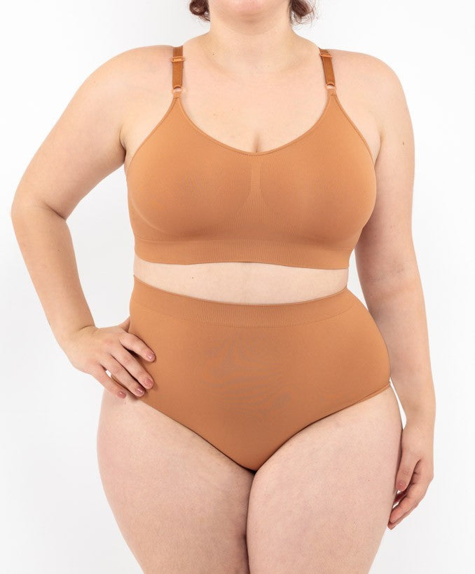 Slip vita alta cammello seamless curvy taglie forti 