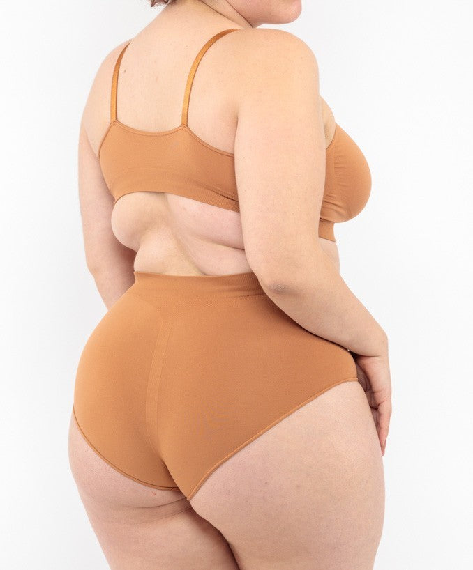 Slip vita alta cammello seamless curvy taglie forti 