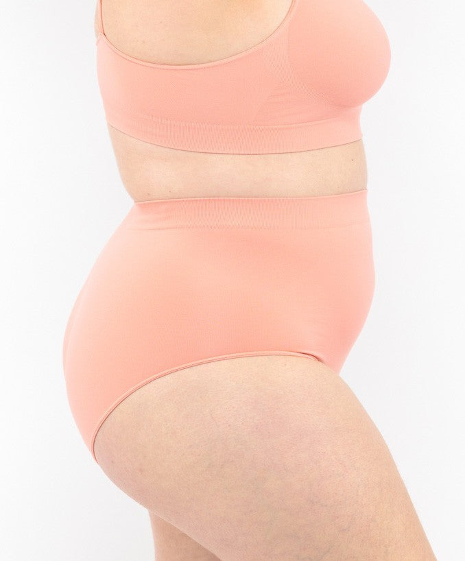 Slip vita alta corallo curvy seamless taglie forti 