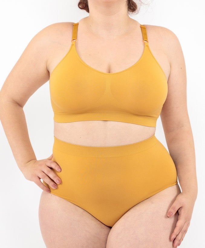 Slip vita alta ocra seamless curvy taglie forti 