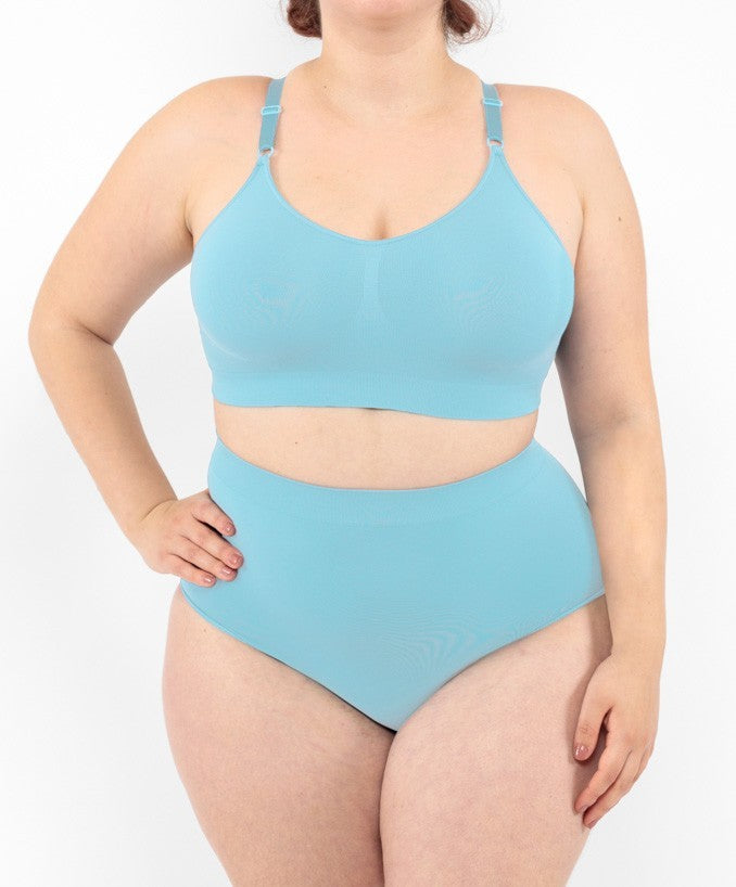 Slip vita alta verde acqua seamless curvy taglie forti 