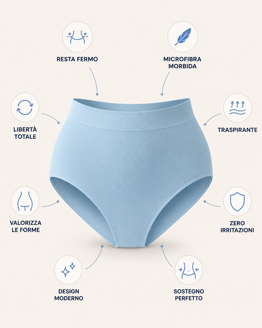 High-Waisted Briefs - Desaturated Blue