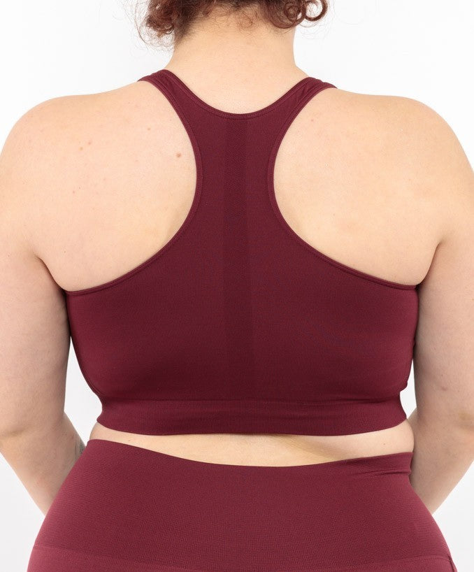 Sport Bralette Bordeaux Seamless Curvy - Vista dettaglio Taglie forti | Leela Lab