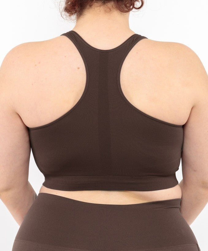 Sport Bralette Caffè Curvy per Taglie Forti Plus Size Dietro | Leela Lab