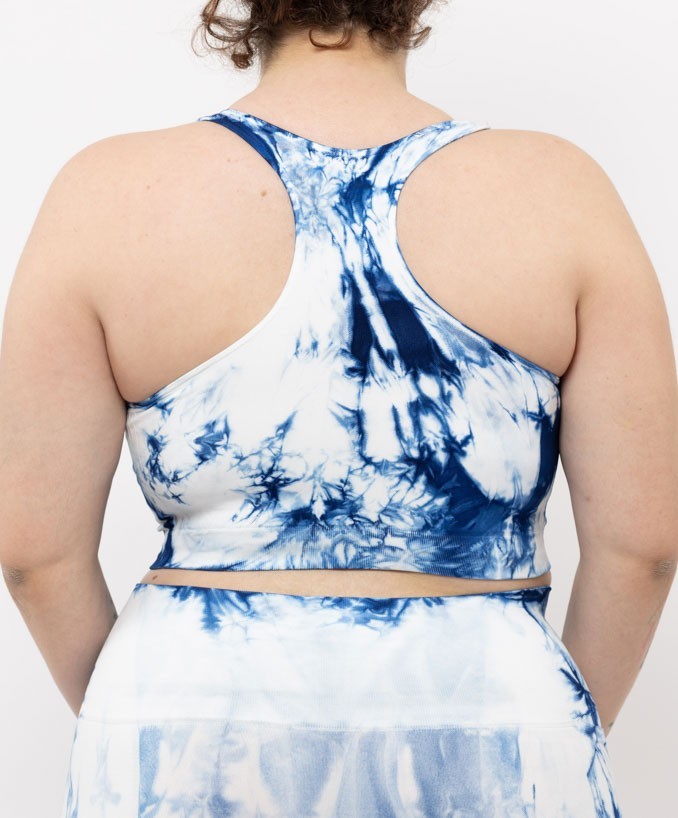 Sport Bralette Blue Tie Dye Curvy per Taglie Forti Plus Size Dietro | Leela Lab