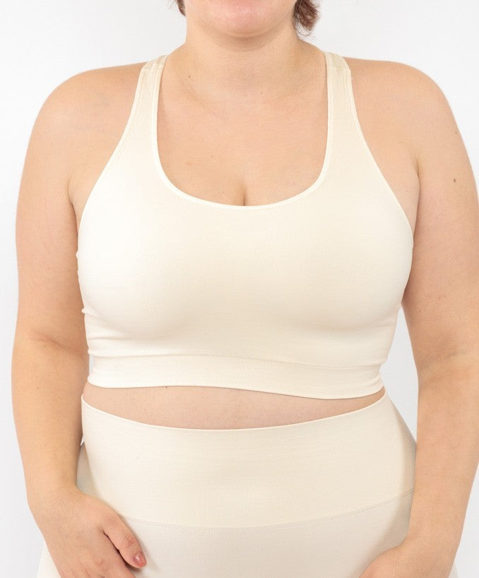 Sport Bralette Cipria Seamless Curvy Taglie Forti - Vista frontale | Leela Lab