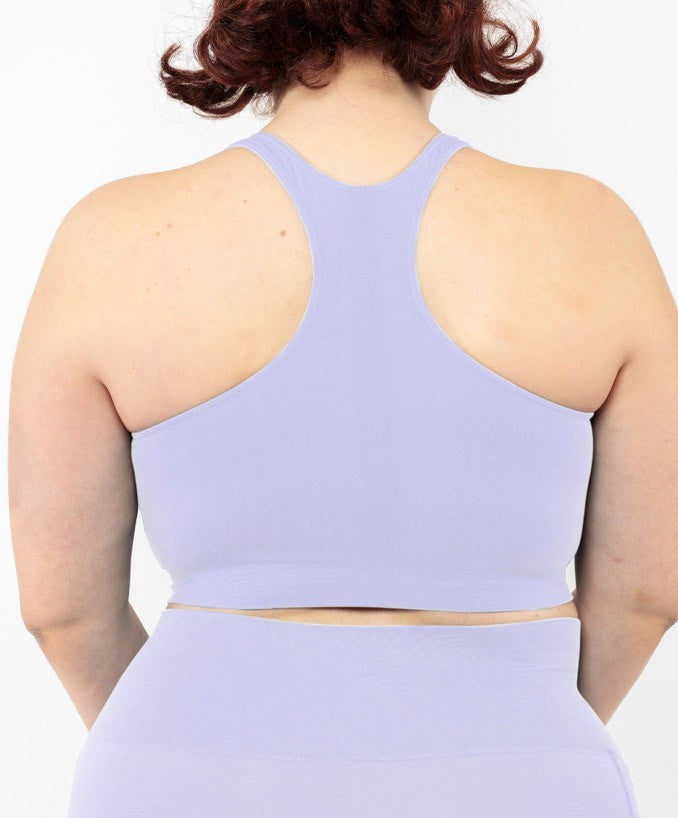 Sport Bralette Lilla Seamless Curvy - Vista dettaglio Taglie Forti | Leela Lab